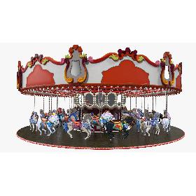 Park Carousel with Horses Rigged model